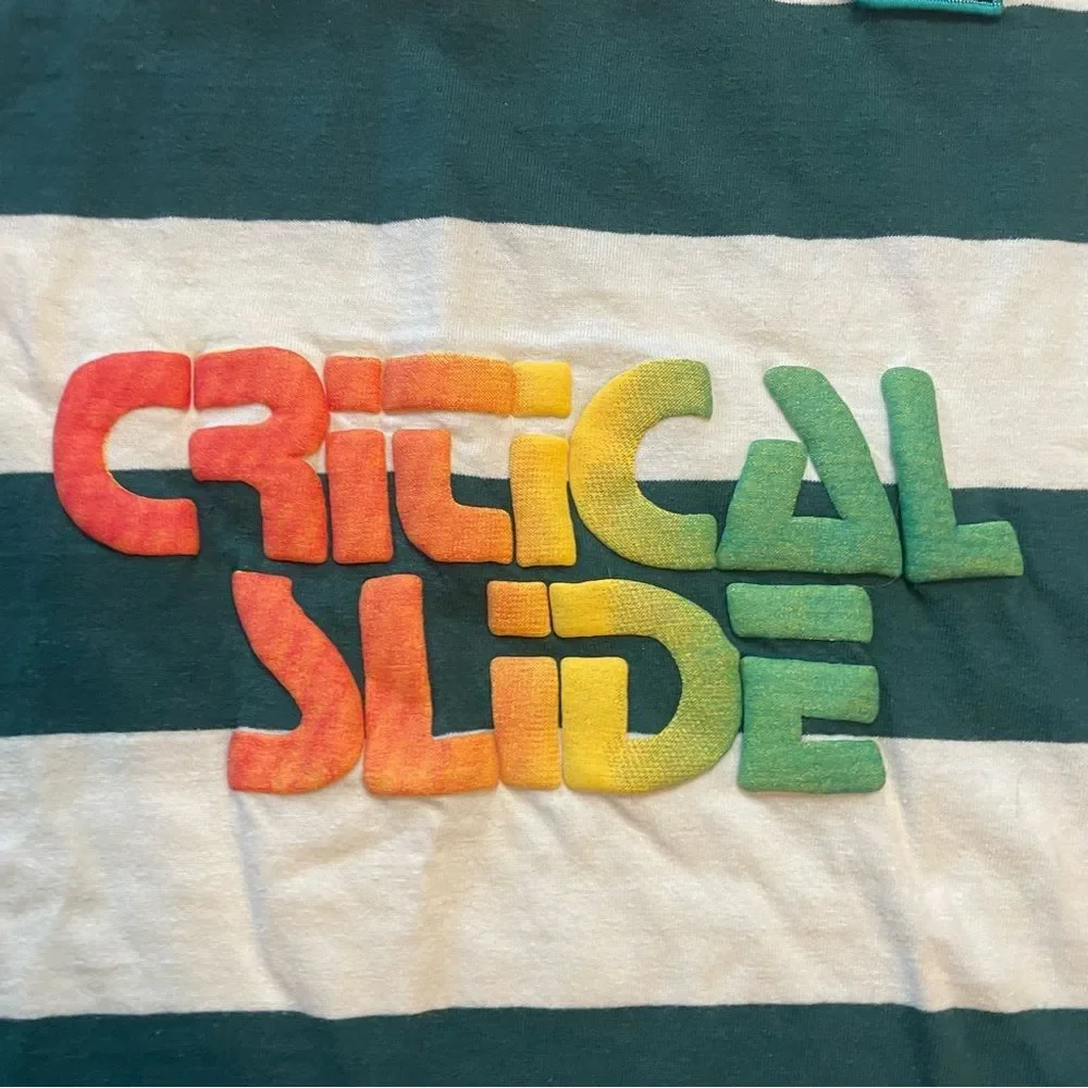 CRITICAL SLIDE Dream Team Tee Green & White Stripe Stripe Graphic T-Shirt